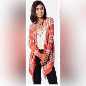 Umgee Orange and White Patterned Cardigan